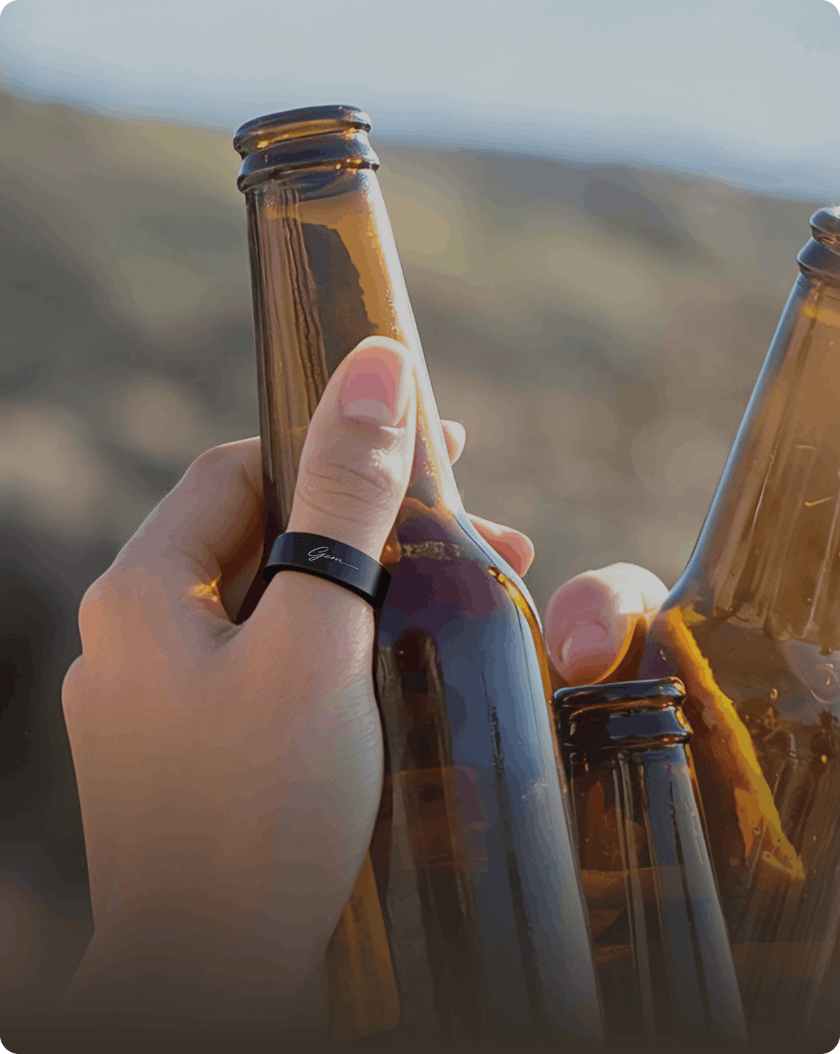 GemRing smart ring worn while drinking to track alcohol recovery