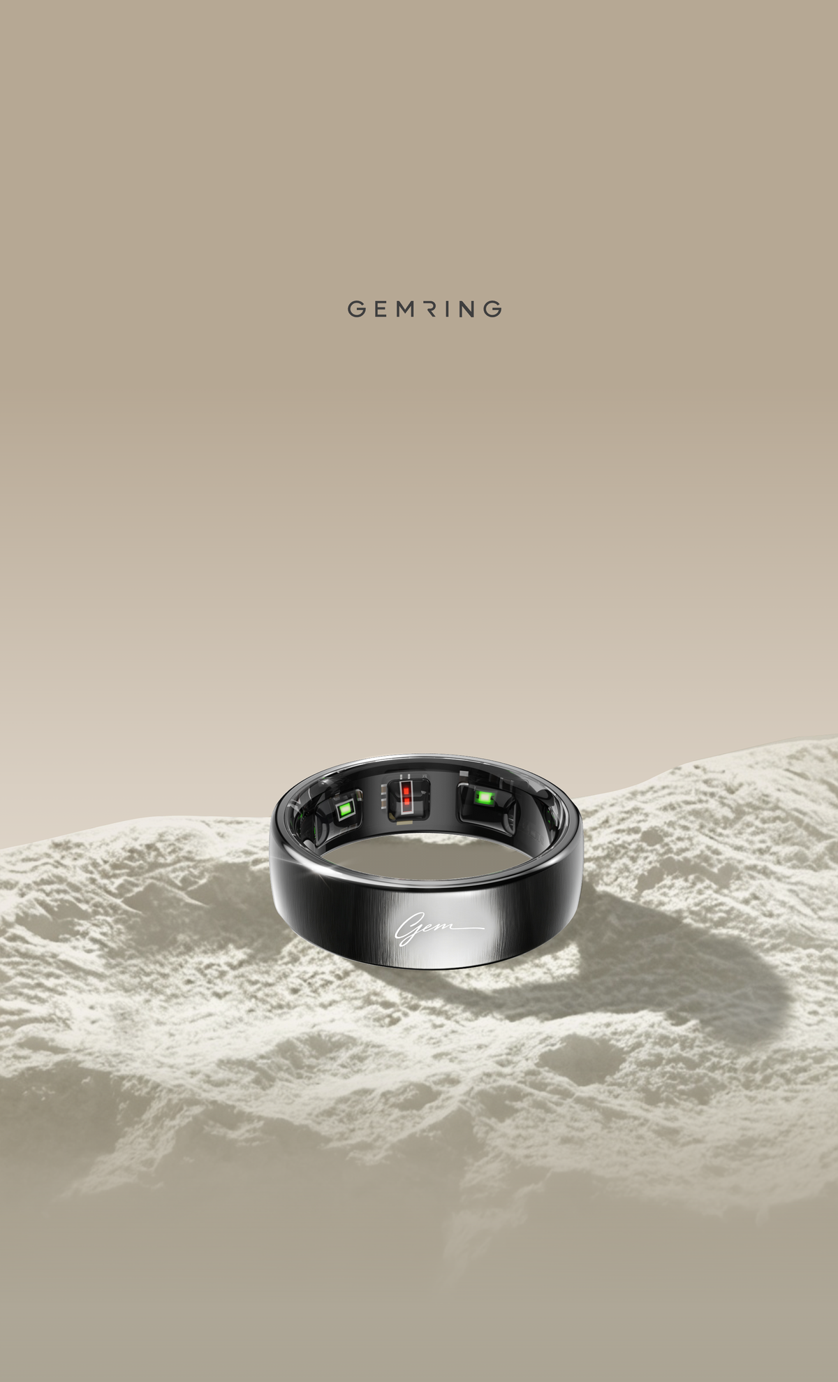 Black GemRing smart ring with optical health sensors